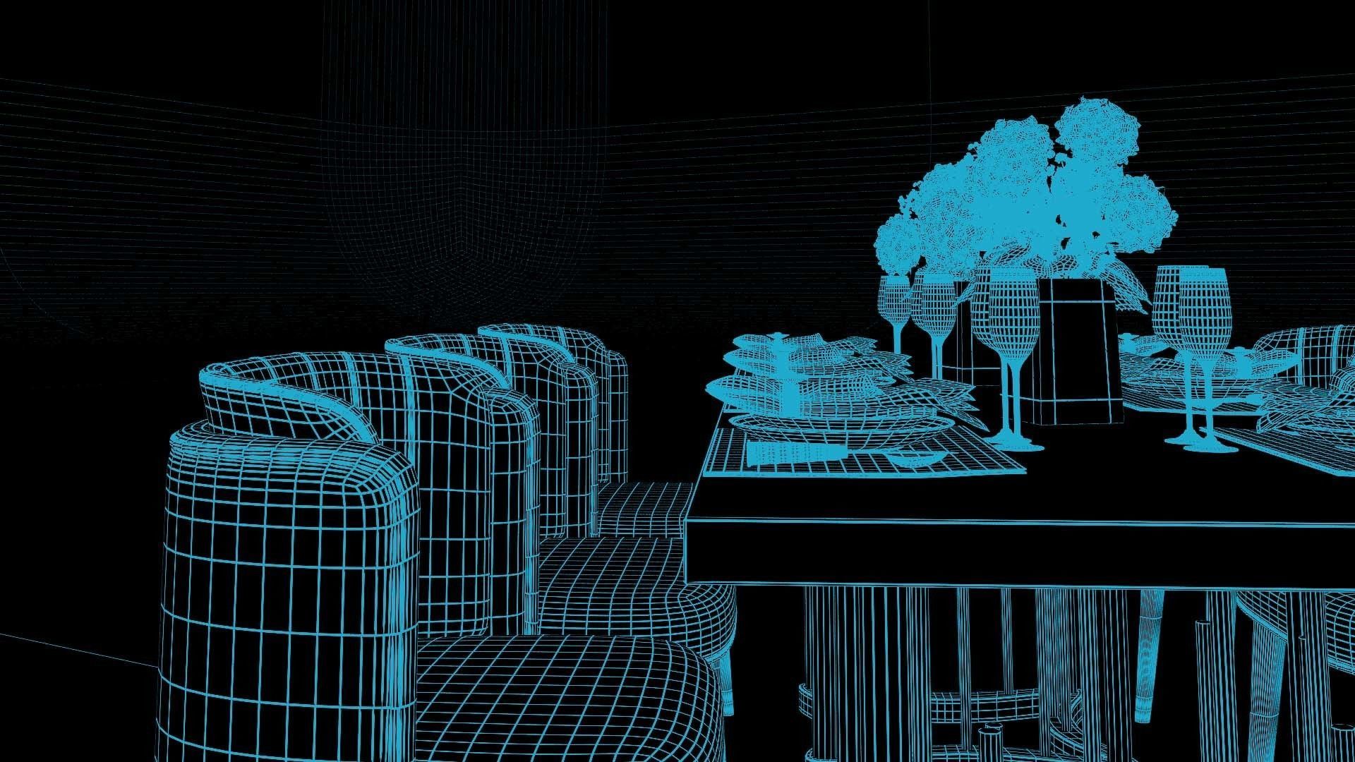 Tenarchstudio Ling Dong Series Dining Table 01 Render ready Vray 3D model_5