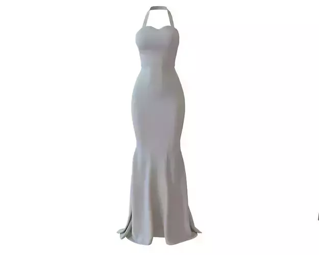 Stylish Designer Women Halter dress 3D model  3D model