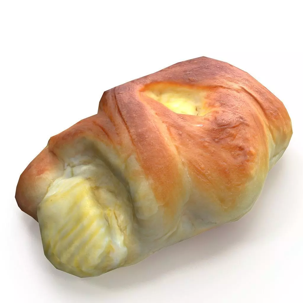 Cheese roll Low-poly 3D model_0