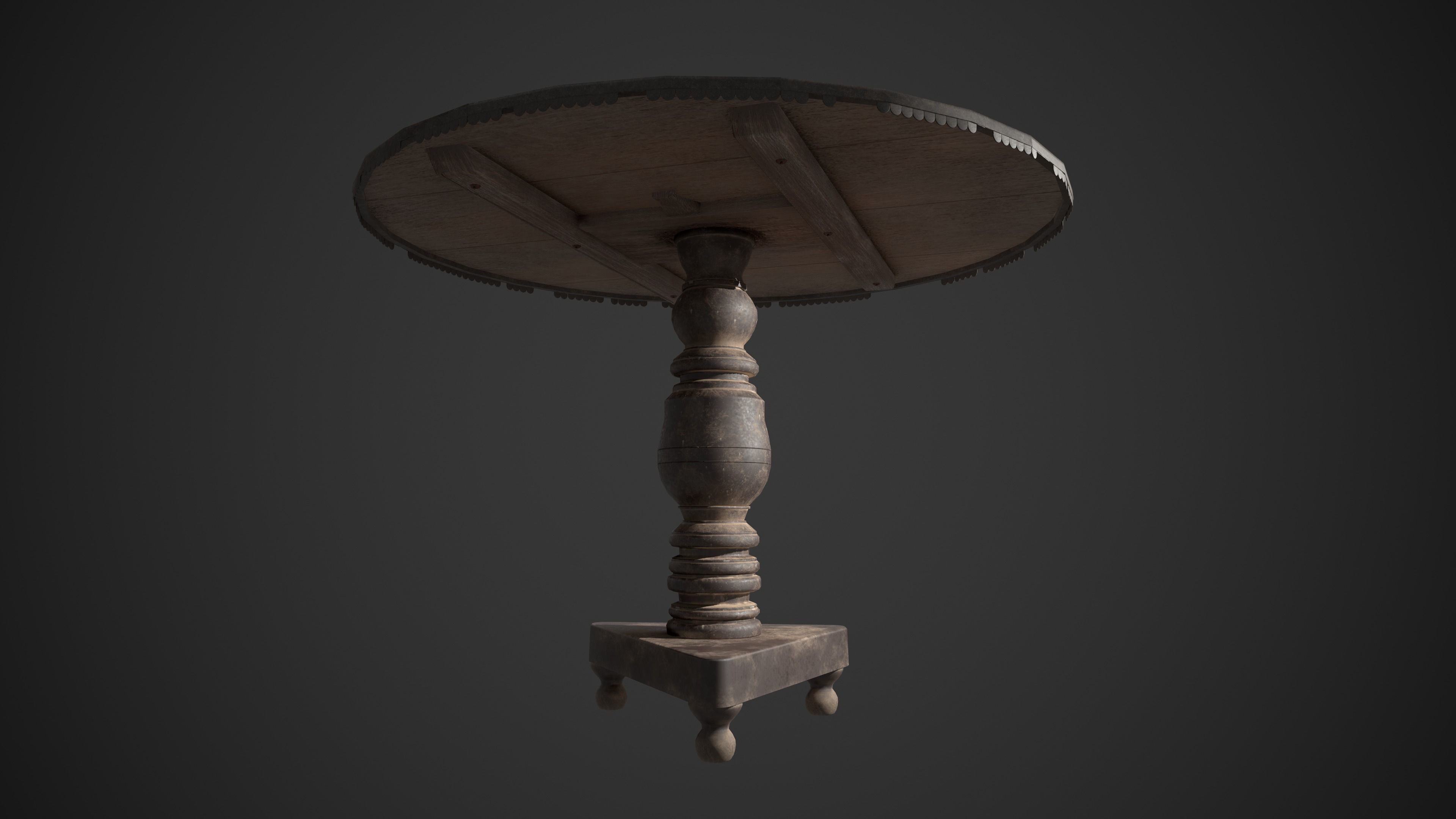 Circle Table Low-poly 3D model_1
