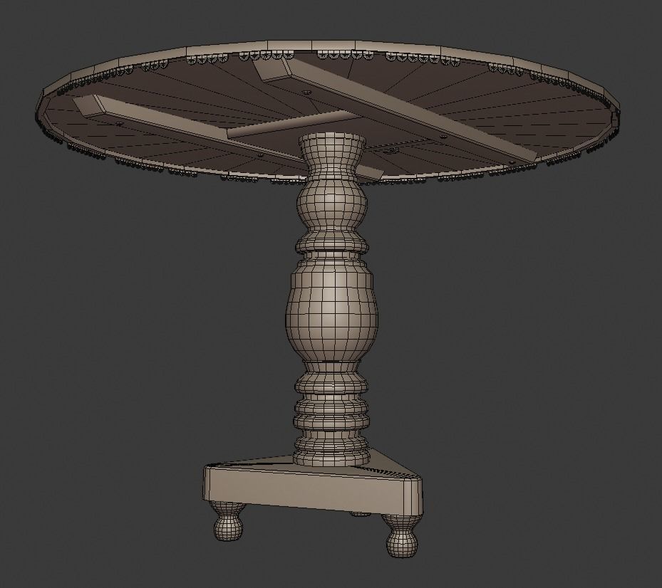 Circle Table Low-poly 3D model_3