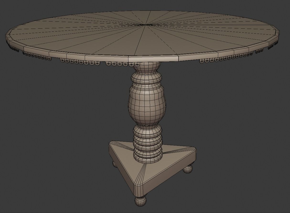 Circle Table Low-poly 3D model_4