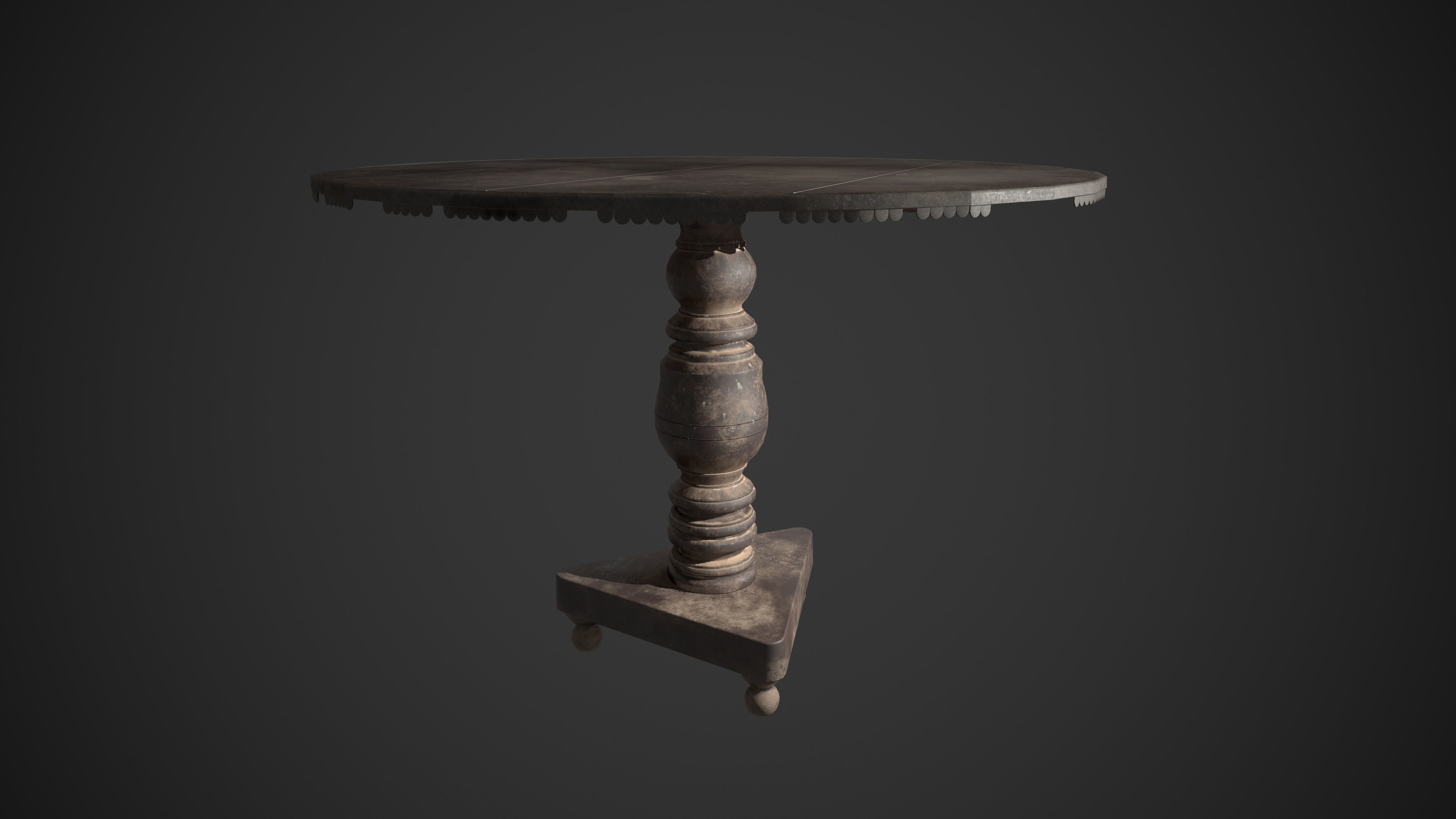 Circle Table Low-poly 3D model_2