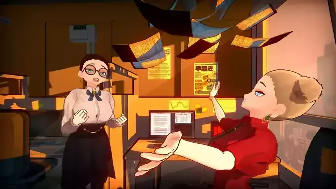 Office Lady Reiko - Anime Character Low-poly 3D model