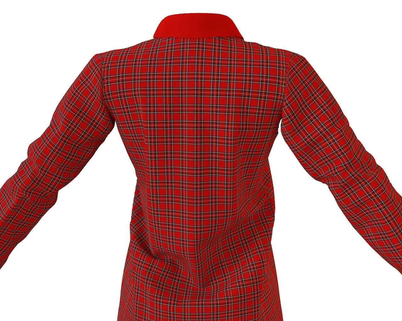 Stylish Designer Women Shirt Dress 3D model 3D model_2