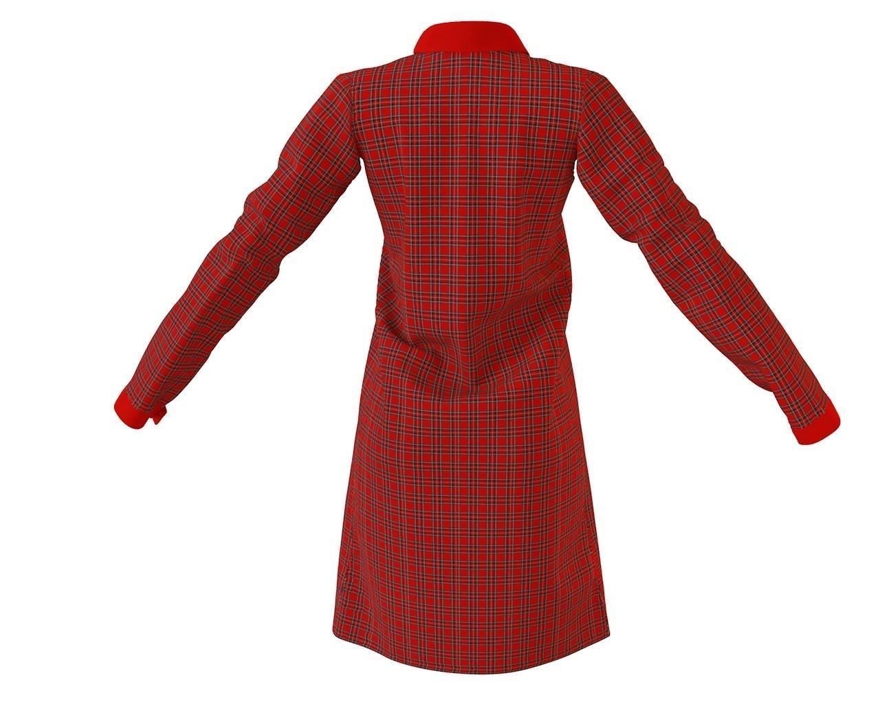 Stylish Designer Women Shirt Dress 3D model 3D model_11
