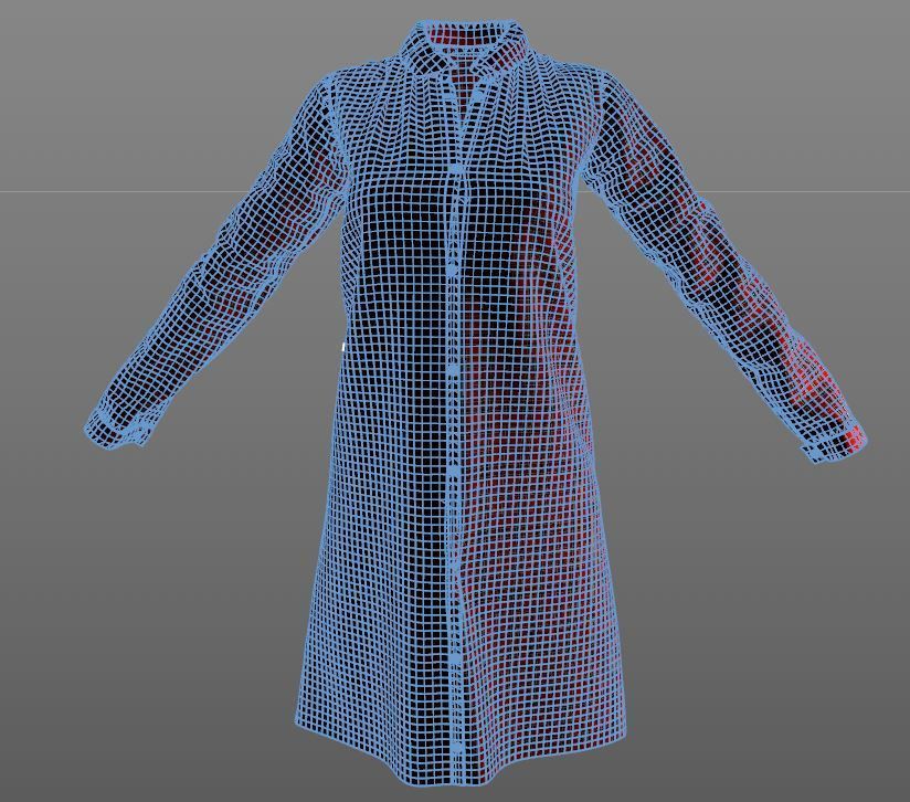 Stylish Designer Women Shirt Dress 3D model 3D model_12