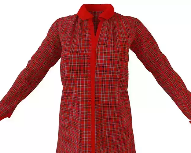 Stylish Designer Women Shirt Dress 3D model 3D model