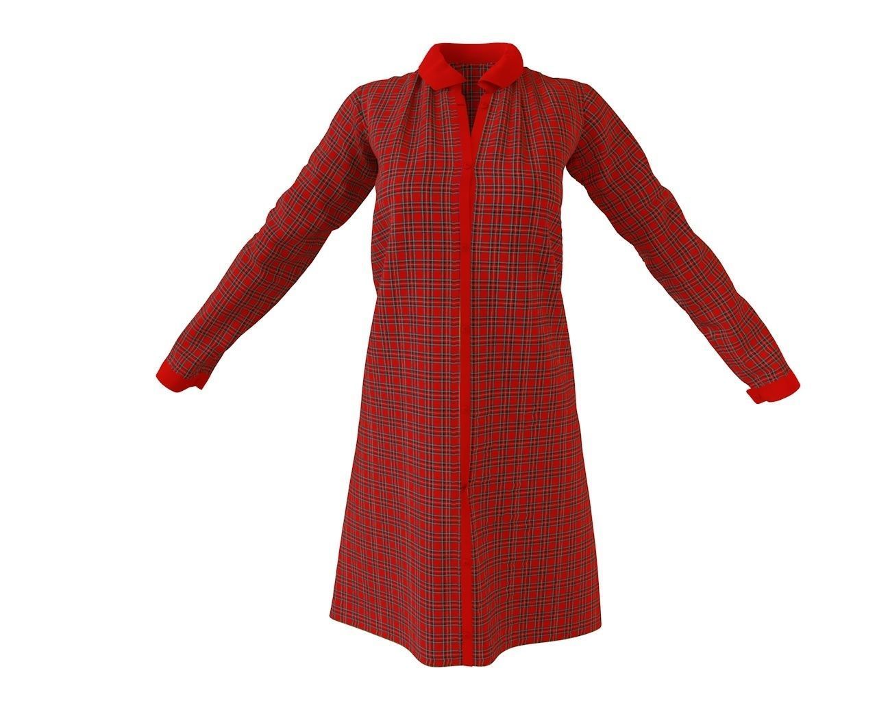 Stylish Designer Women Shirt Dress 3D model 3D model_5