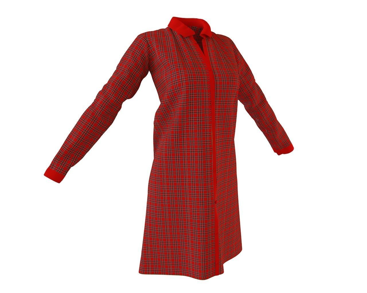 Stylish Designer Women Shirt Dress 3D model 3D model_6