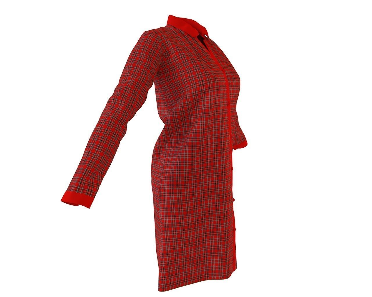 Stylish Designer Women Shirt Dress 3D model 3D model_7
