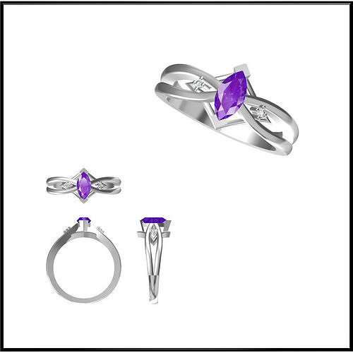 JCD Format Vintage color stone rings for sale 3dm jewelry files 3D print model