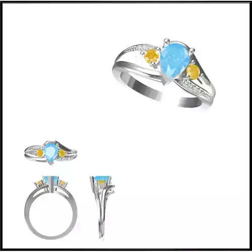 JCD Format Unique Color stone rings ring cad