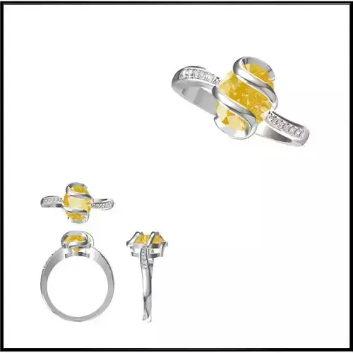 JCD Format Unique Color stone rings jewellery cad design