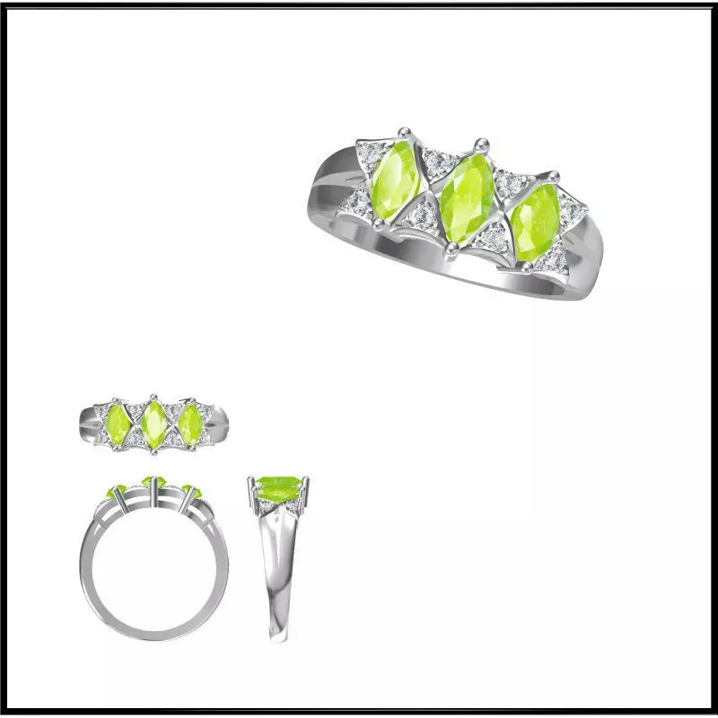 JCD Format Unique Color stone rings cad ring design 3D print model