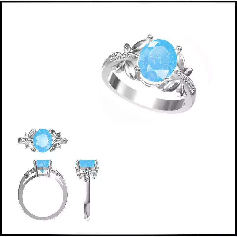 JCD Format Unique Color stone rings cad Color stone ring design 3D print model
