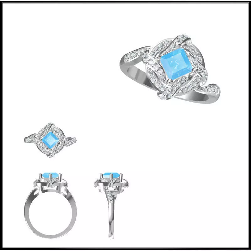 JCD Format Sapphire Color stone rings cad cam jewelry design 3D model ...