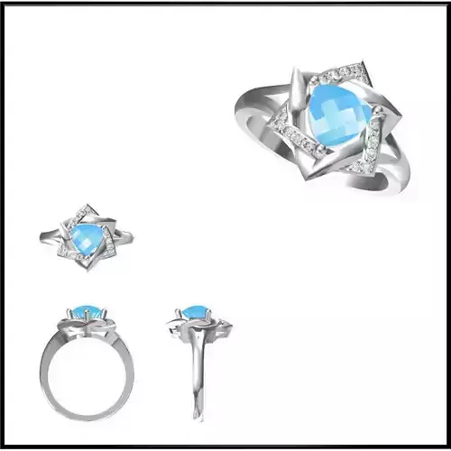 JCD Format Sapphire Color stone rings 3d cad jewelry design