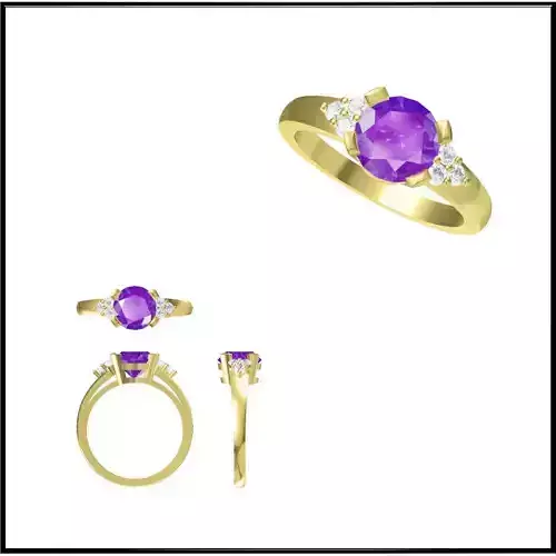 JCD Format Rose gold color stone rings ring cad