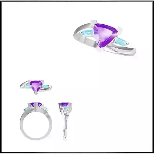 JCD Format  Diamond color stone rings 3dm jewelry