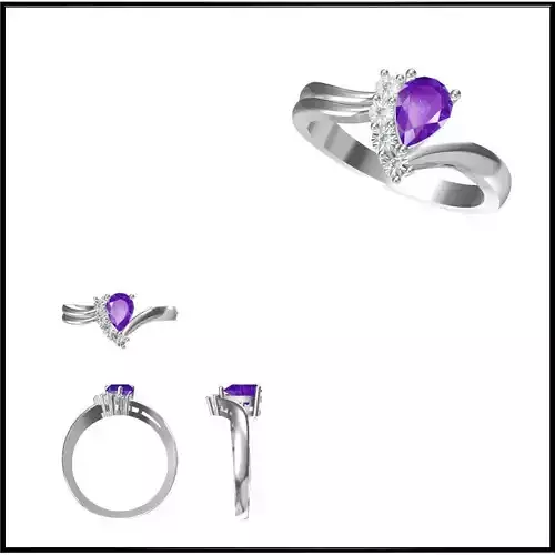 JCD Format Color stone rings for women jewellery 3dm files