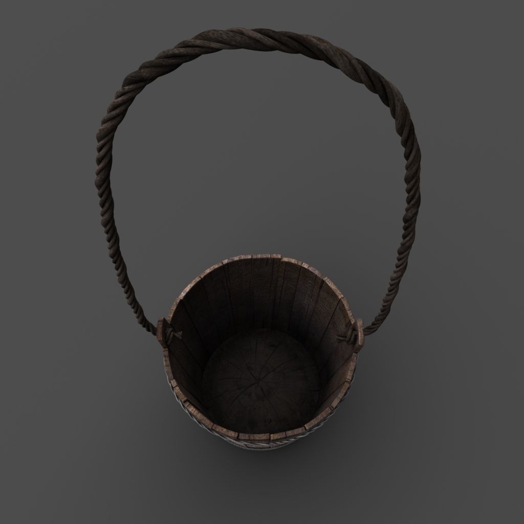 Bucket wooden 3D model_6