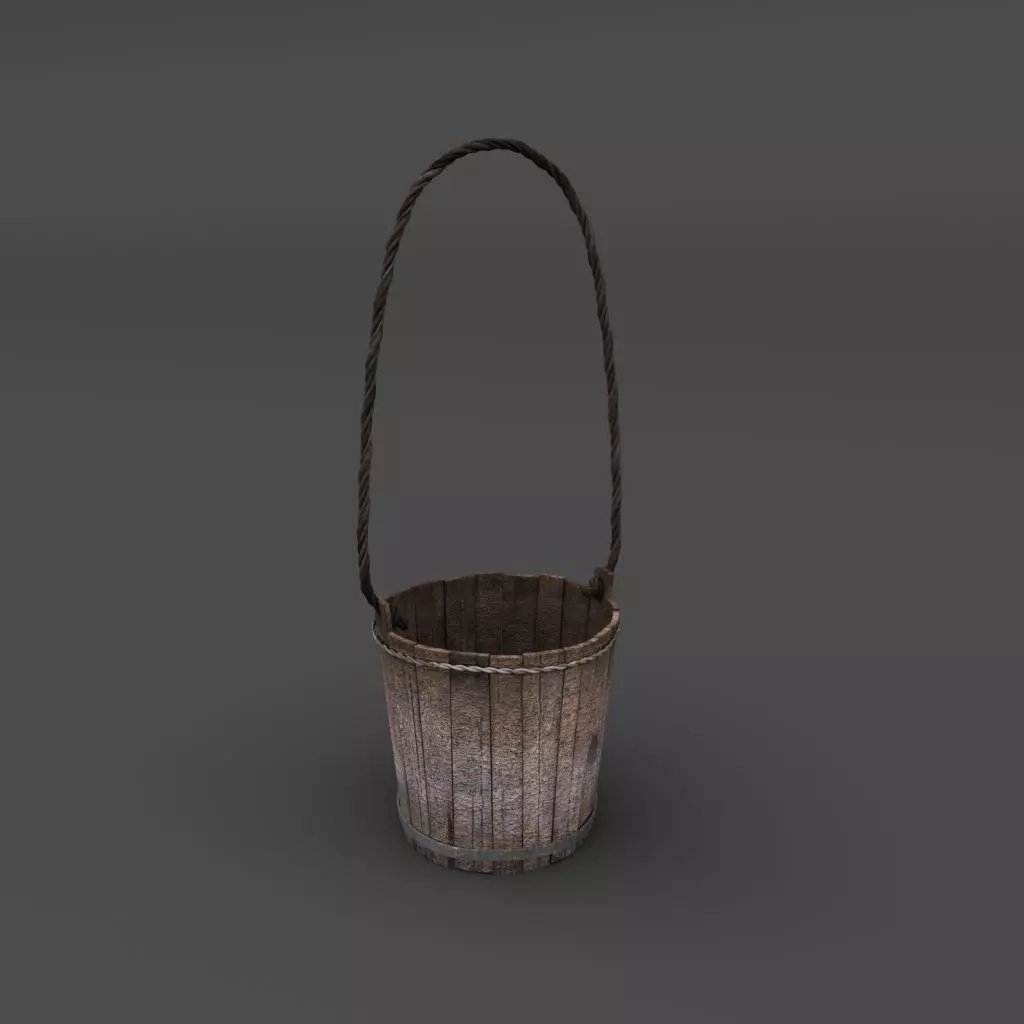 Bucket wooden 3D model_0