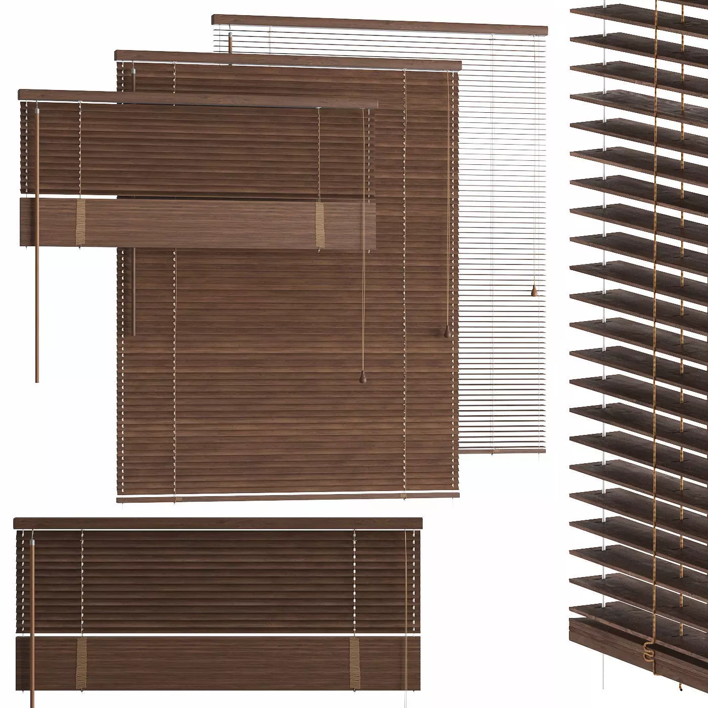 Wooden blinds 3 options 900 mm 3D model_0