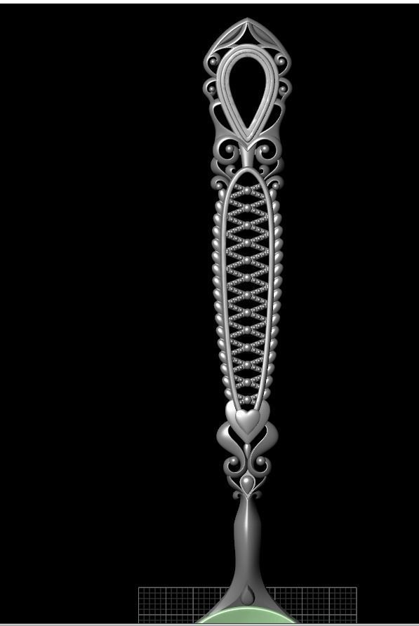 Spoon silver with ornate design 3D print model_6
