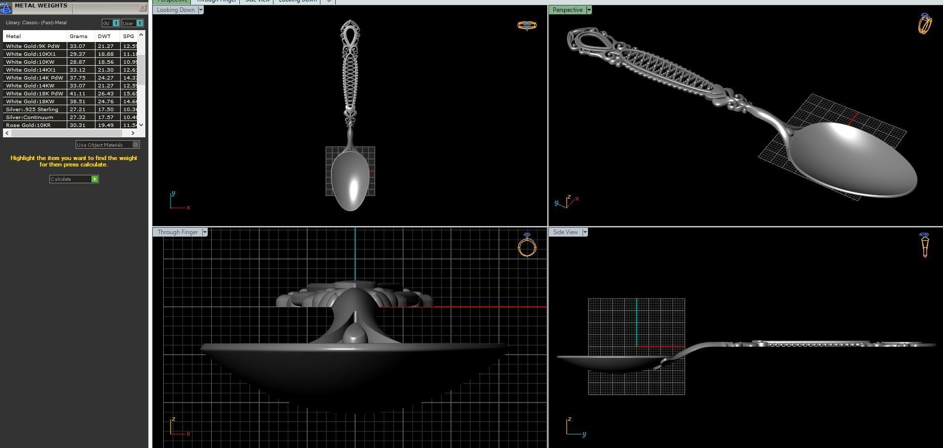 Spoon silver with ornate design 3D print model_4