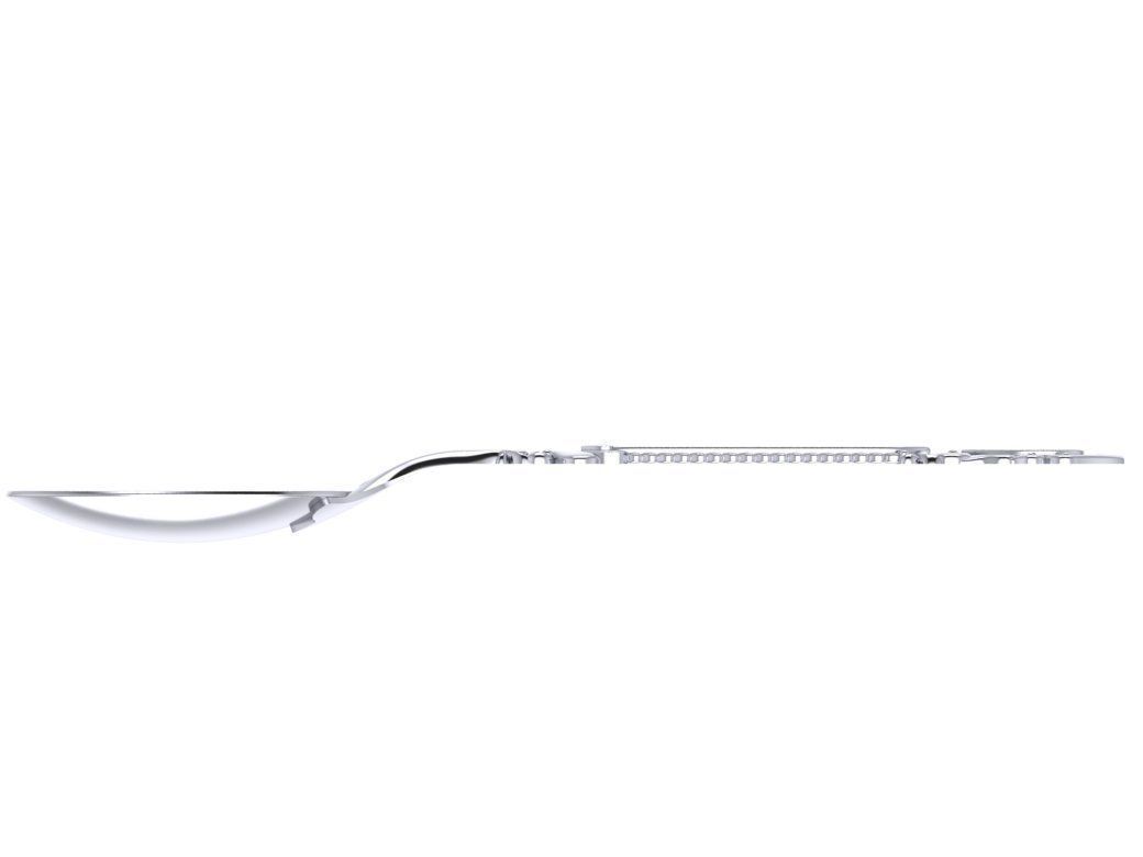 Spoon silver with ornate design 3D print model_2