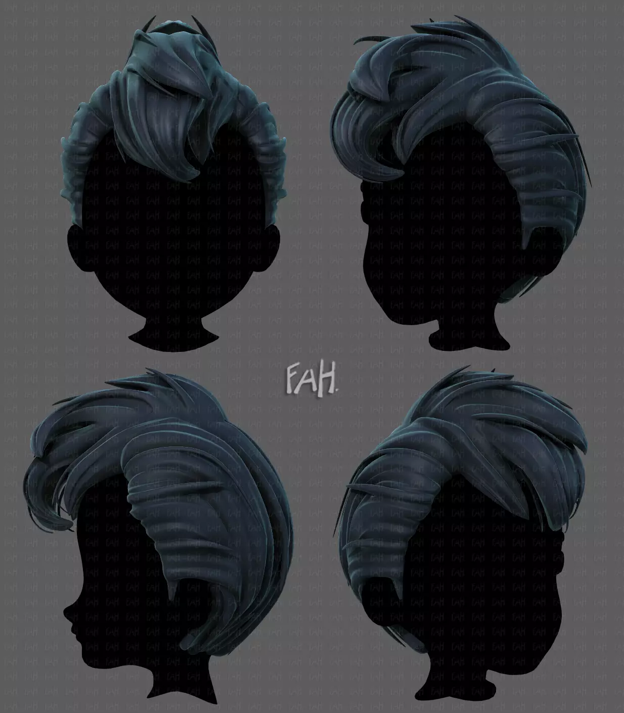 3D Hair style for boy V71 Low-poly 3D model_0