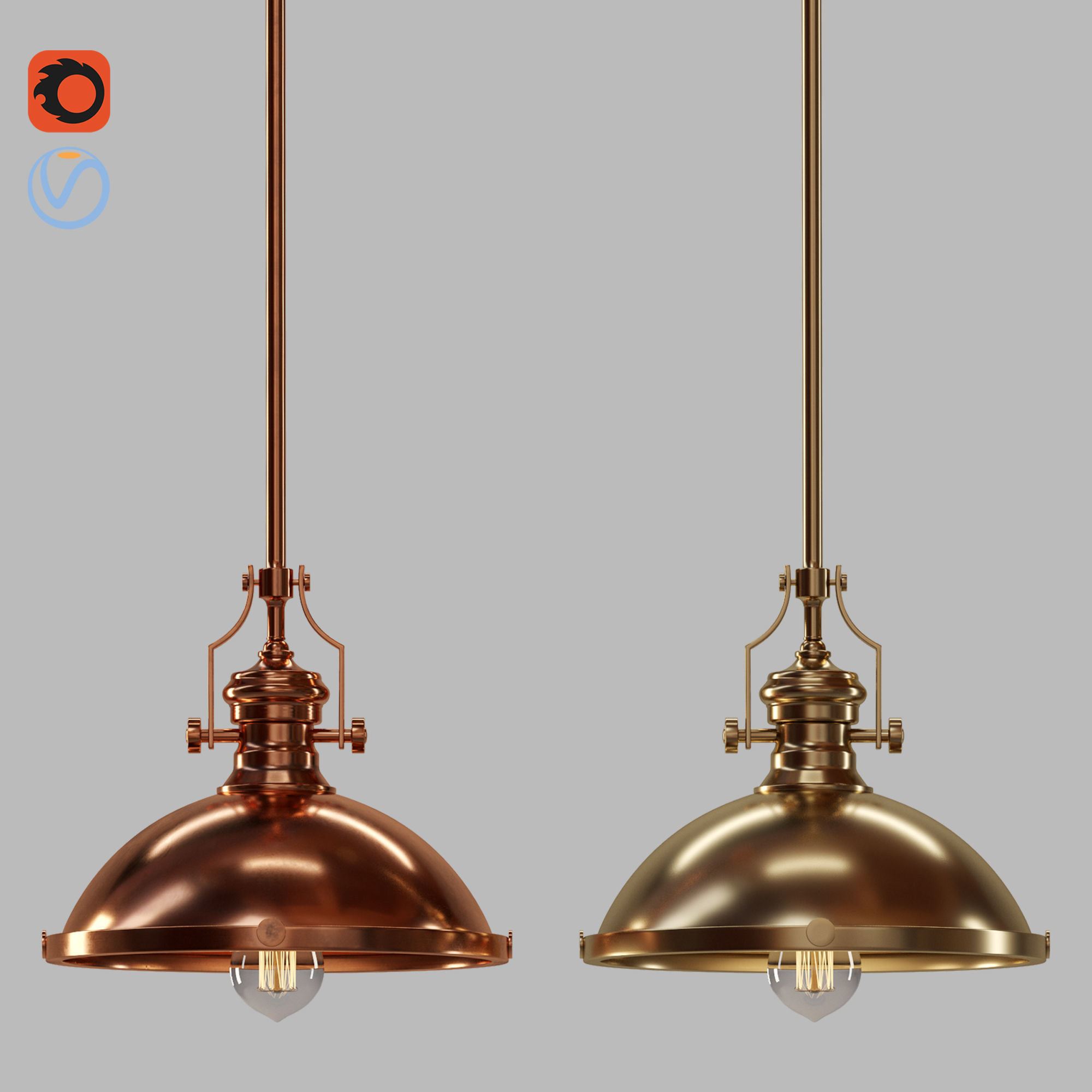 light-08 industrial pendant light with copper finish 3D model_5