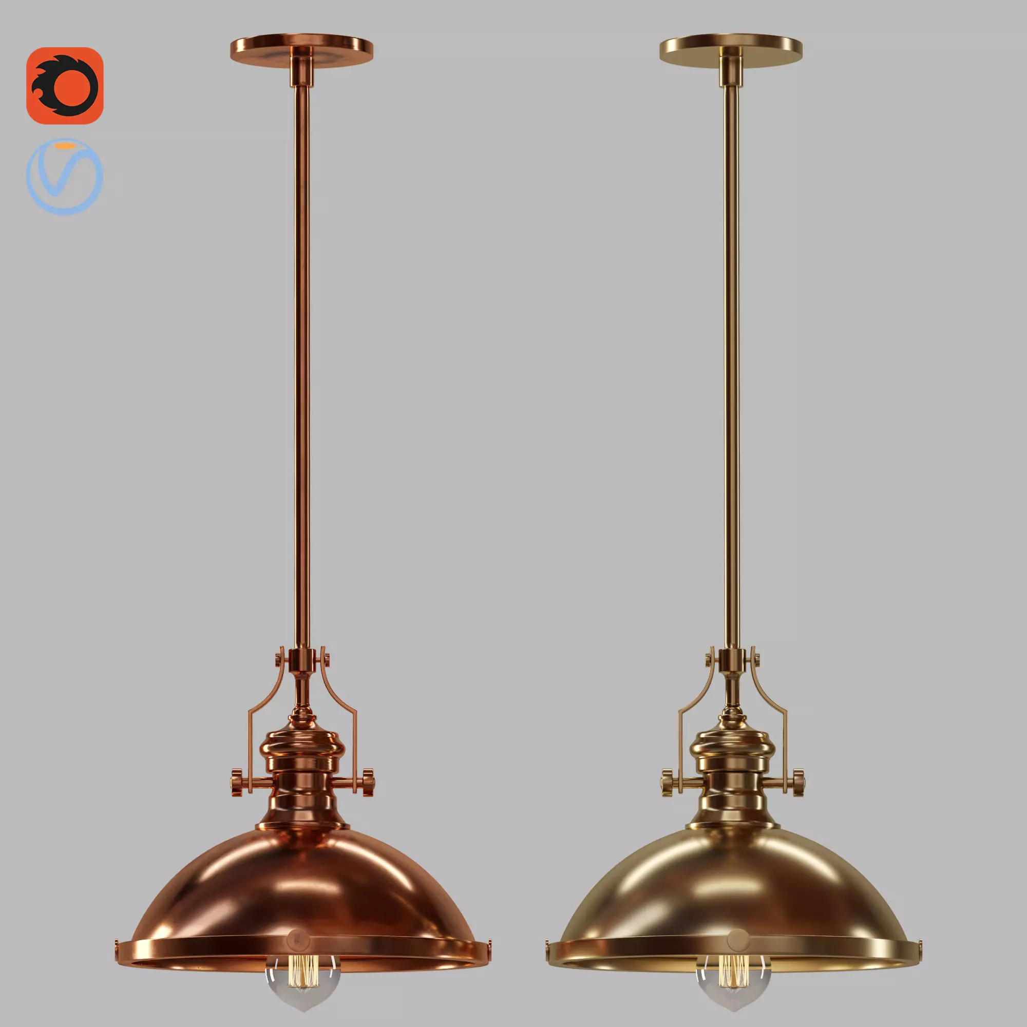light-08 industrial pendant light with copper finish 3D model_0