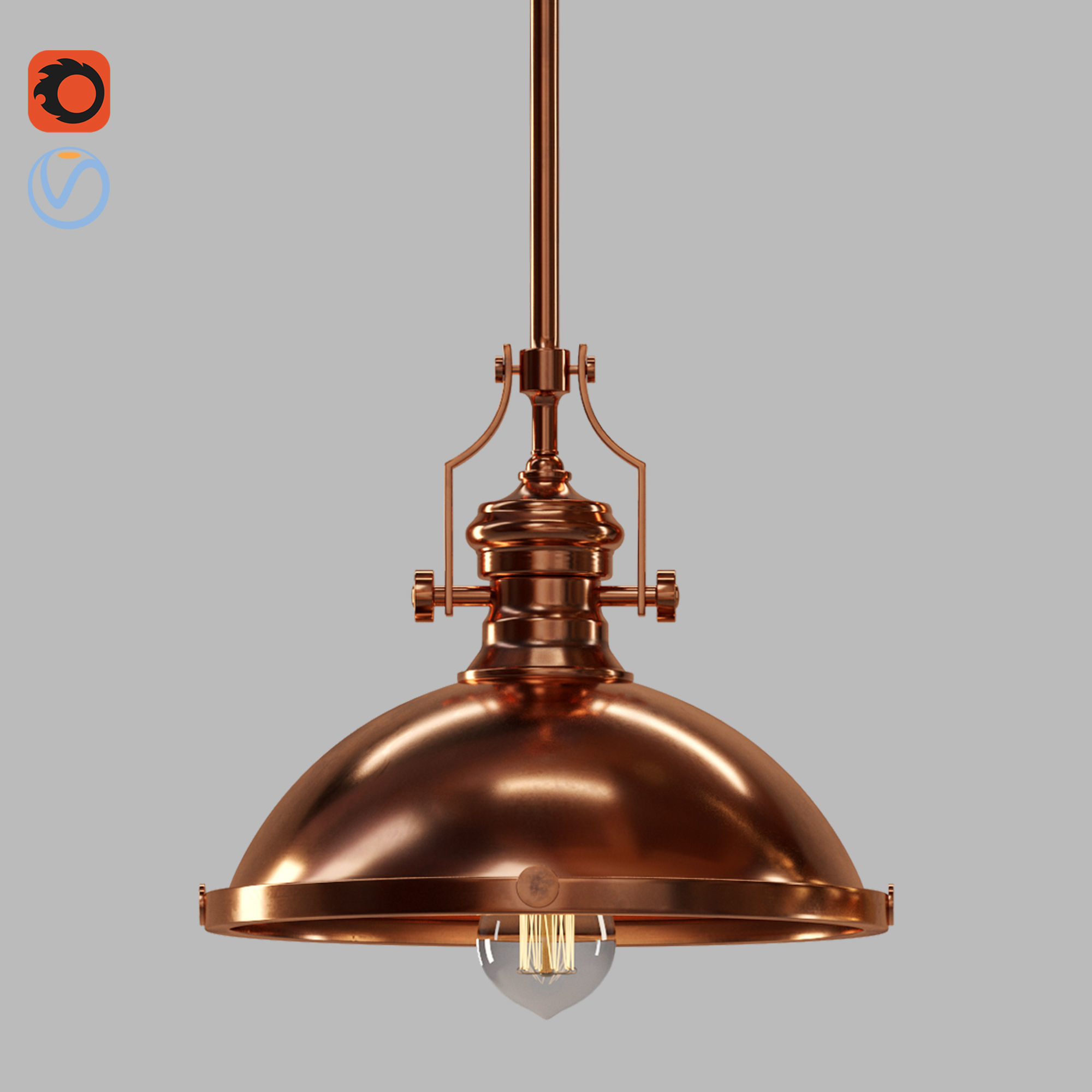 light-08 industrial pendant light with copper finish 3D model_3
