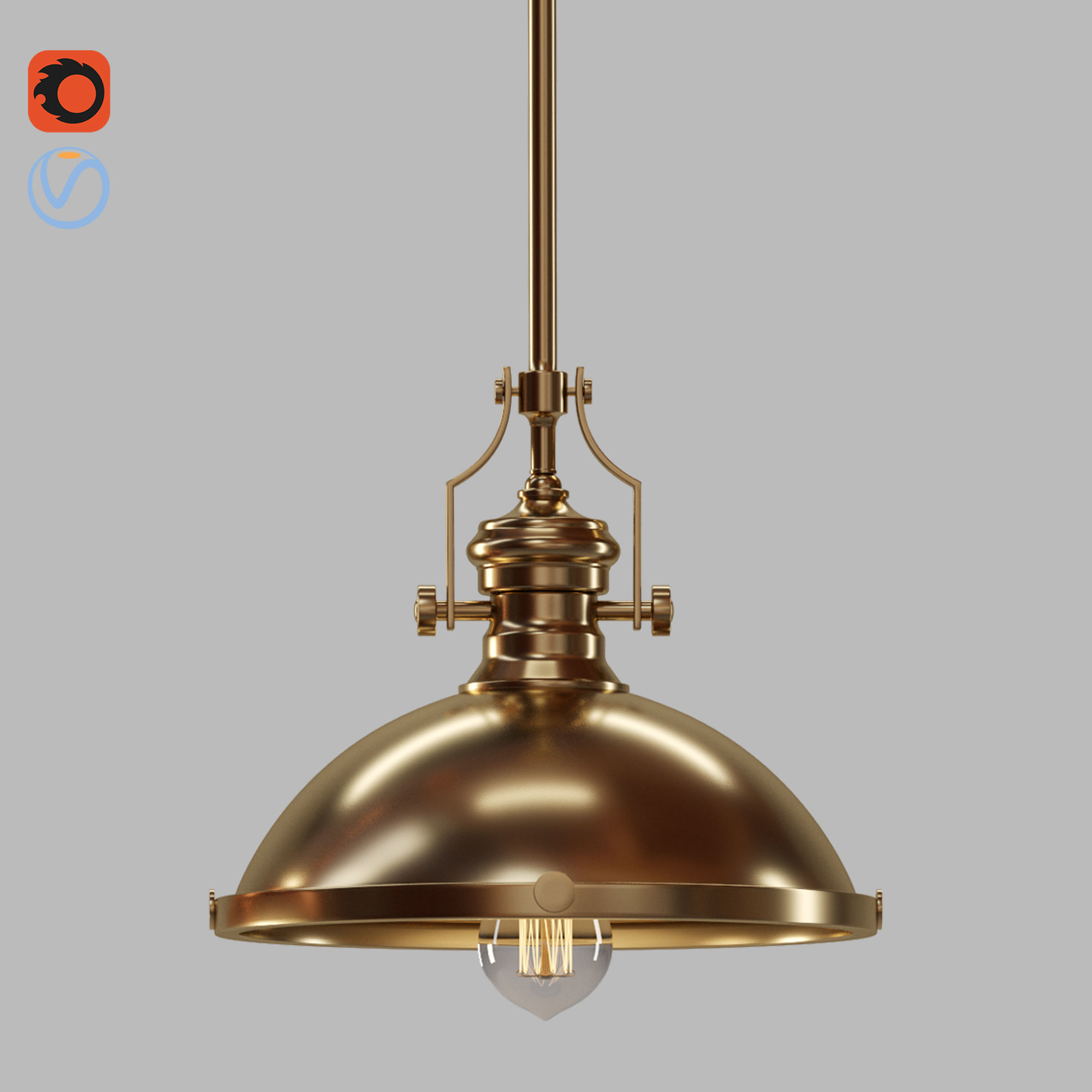 light-08 industrial pendant light with copper finish 3D model_2