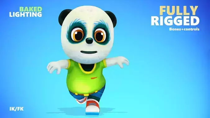 Panda Bear Low poly Animated Rigged Low-poly 3D model
