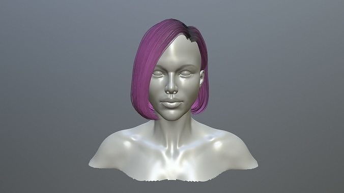 Low-poly short hair 01 Low-poly 3D model