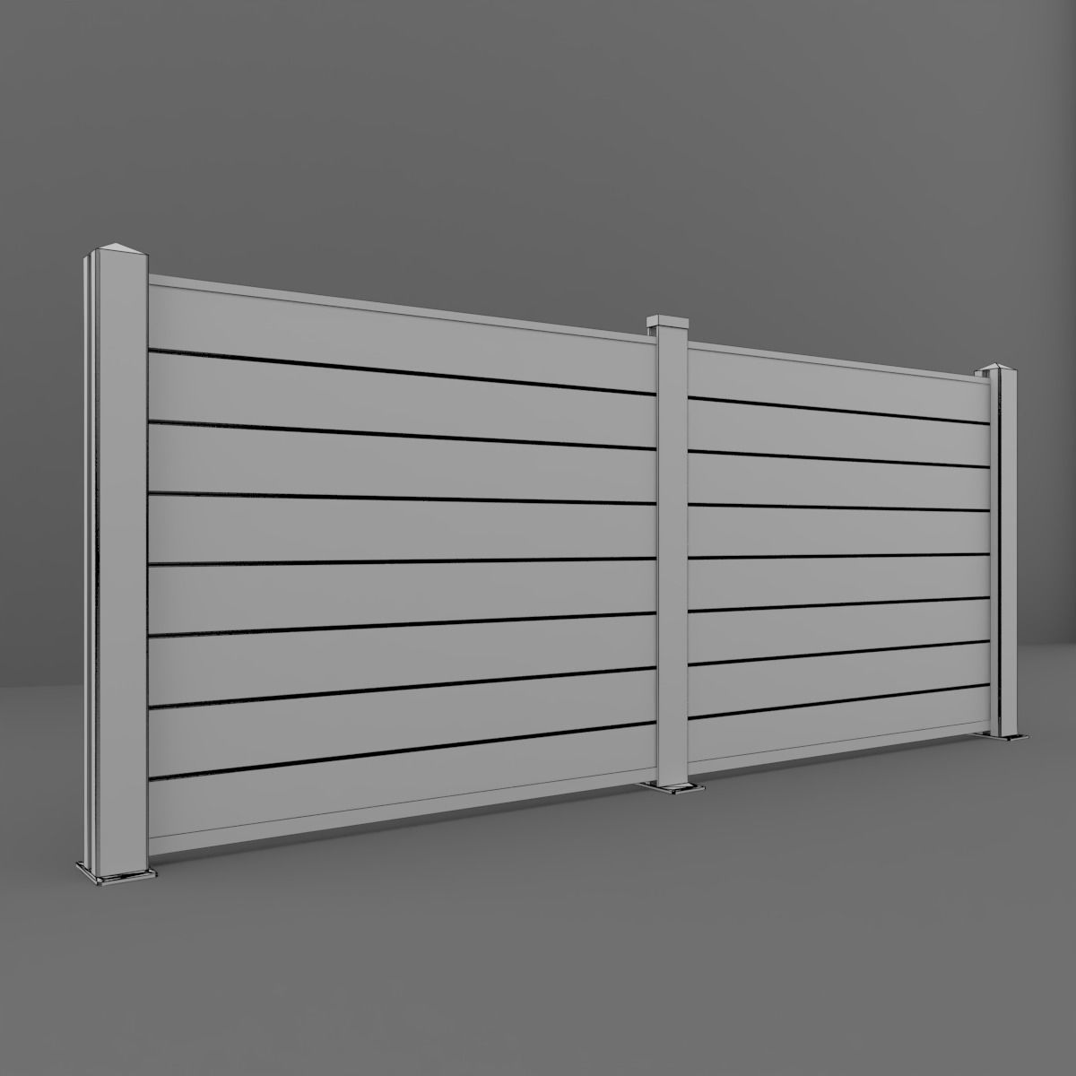 Wood Fence 3D model_7
