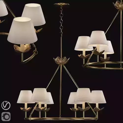 light-07 chandelier with four shades in brass