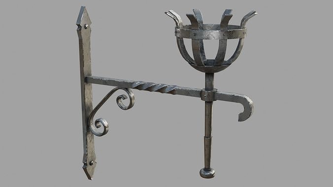 Gothic Torch Low-poly 3D model