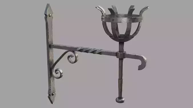 Gothic Torch Low-poly 3D model