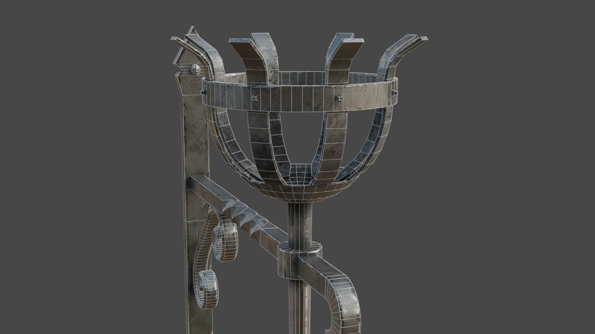 Gothic Torch Low-poly 3D model_8