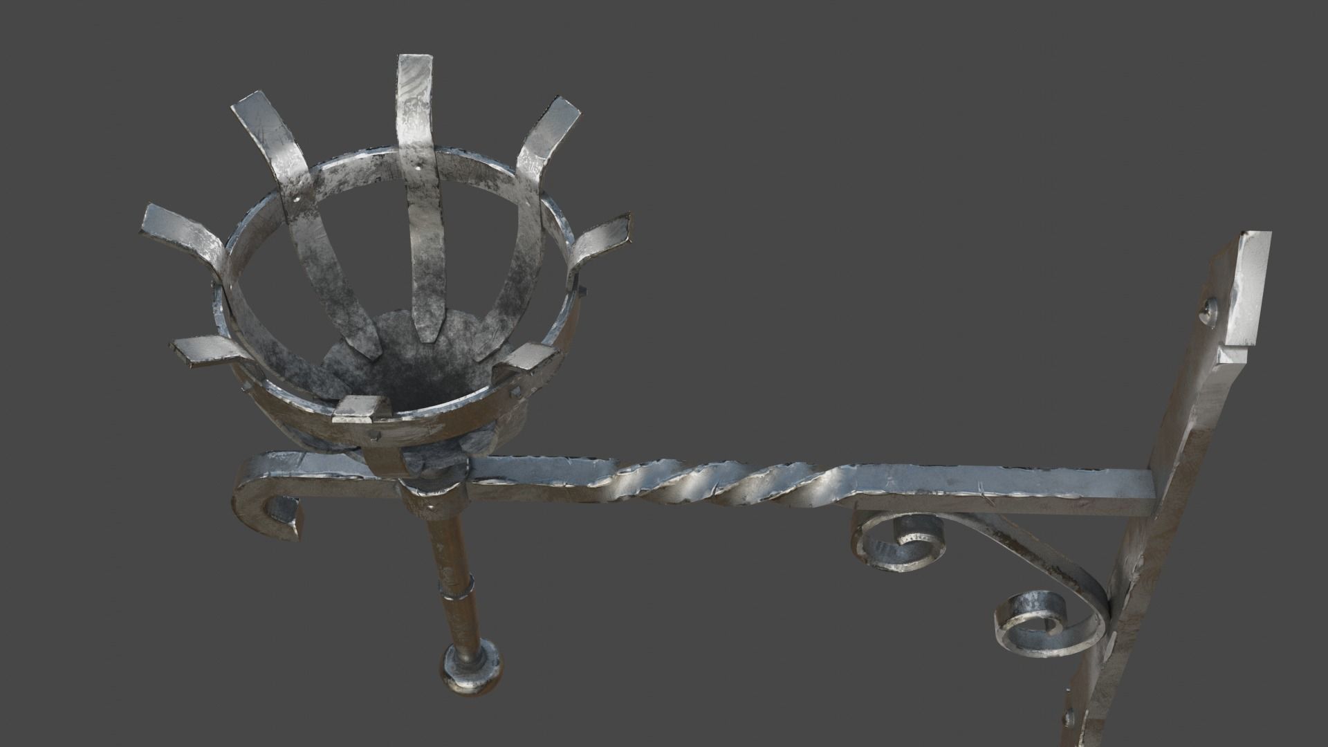 Gothic Torch Low-poly 3D model_6