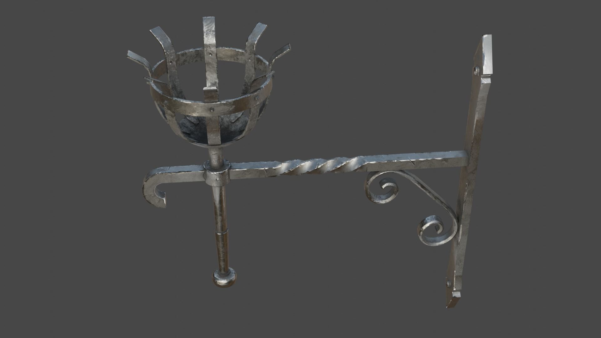 Gothic Torch Low-poly 3D model_5