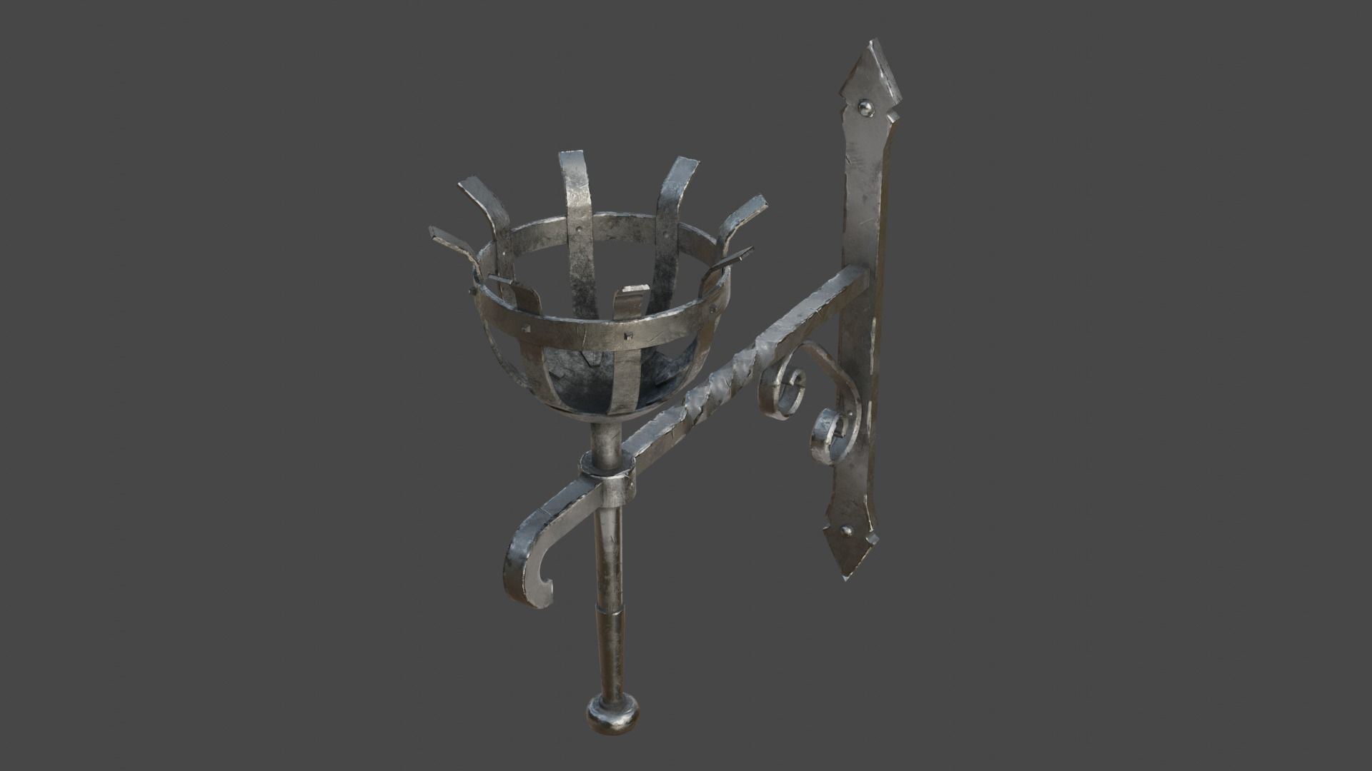 Gothic Torch Low-poly 3D model_4