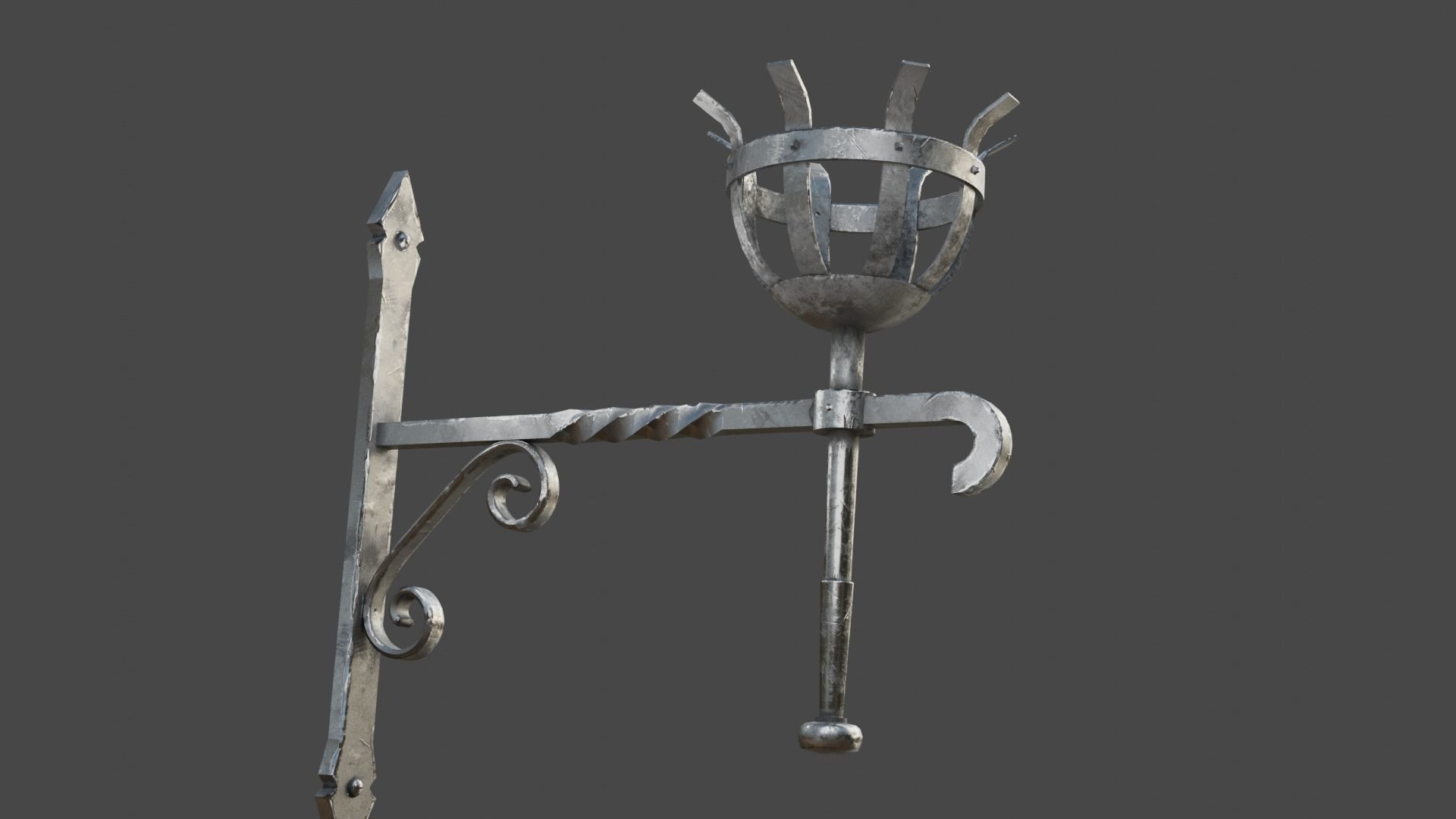 Gothic Torch Low-poly 3D model_2