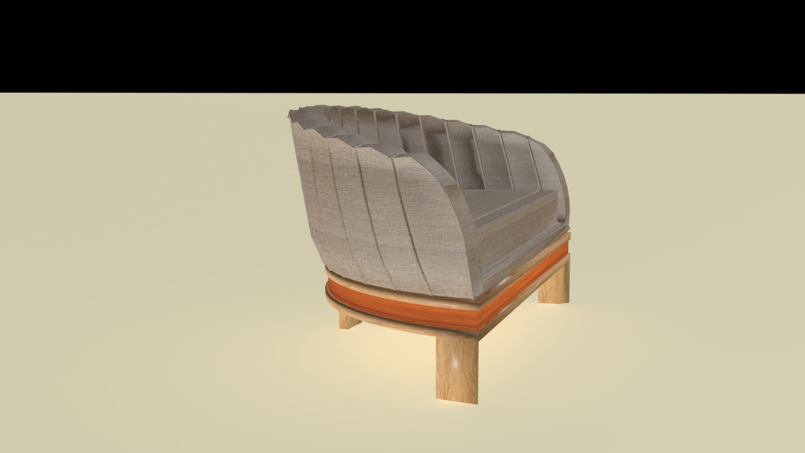 Modern hemispherical sofa Low-poly 3D model_4