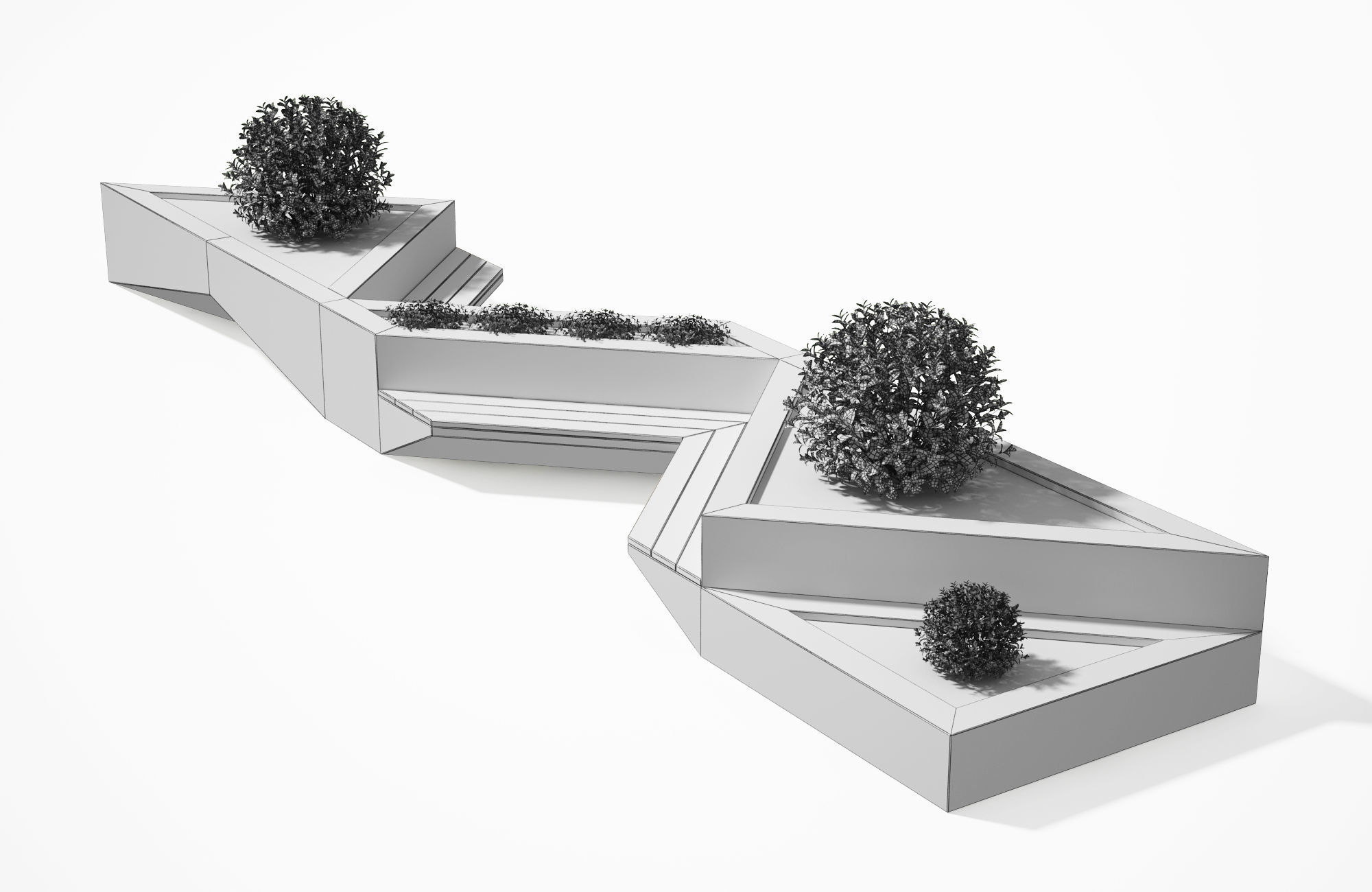 Geometric Street Bench 3D model_3