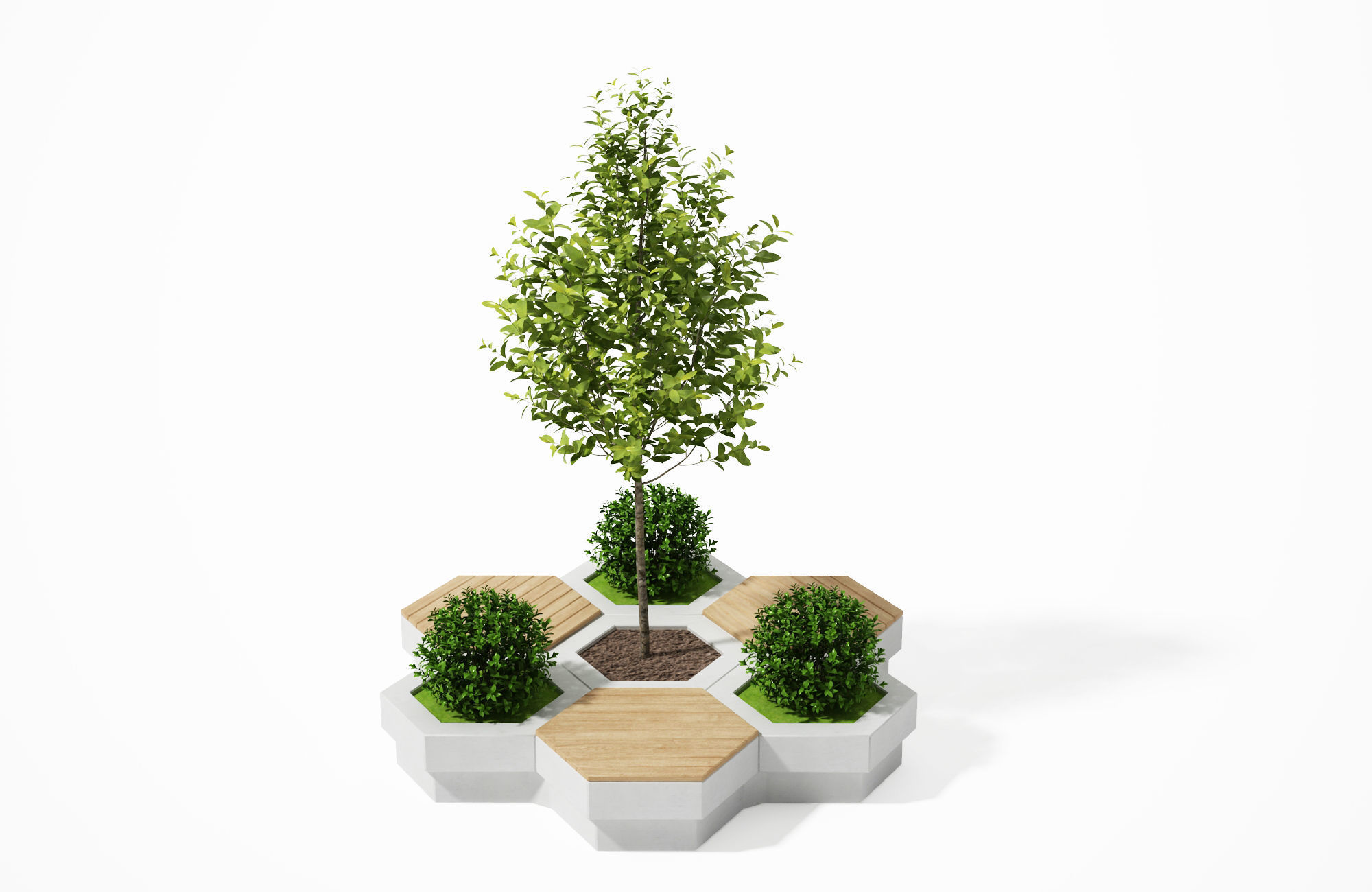 Geometric Street Bench 3D model_6